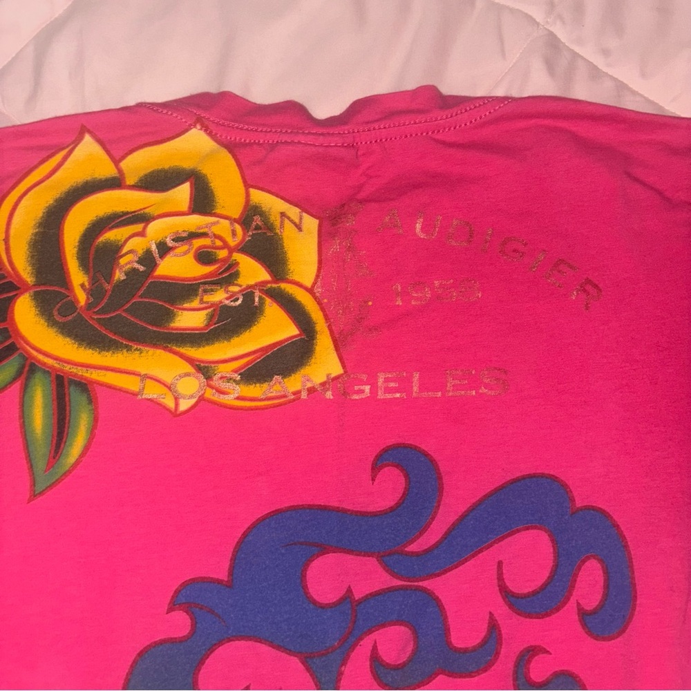 💕Christian Audigier Pink Floral Graphic Tee - Picture 6 of 8
